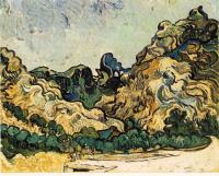 Gogh, Vincent van - Mountains at Saint-Remy with Dark Cottage